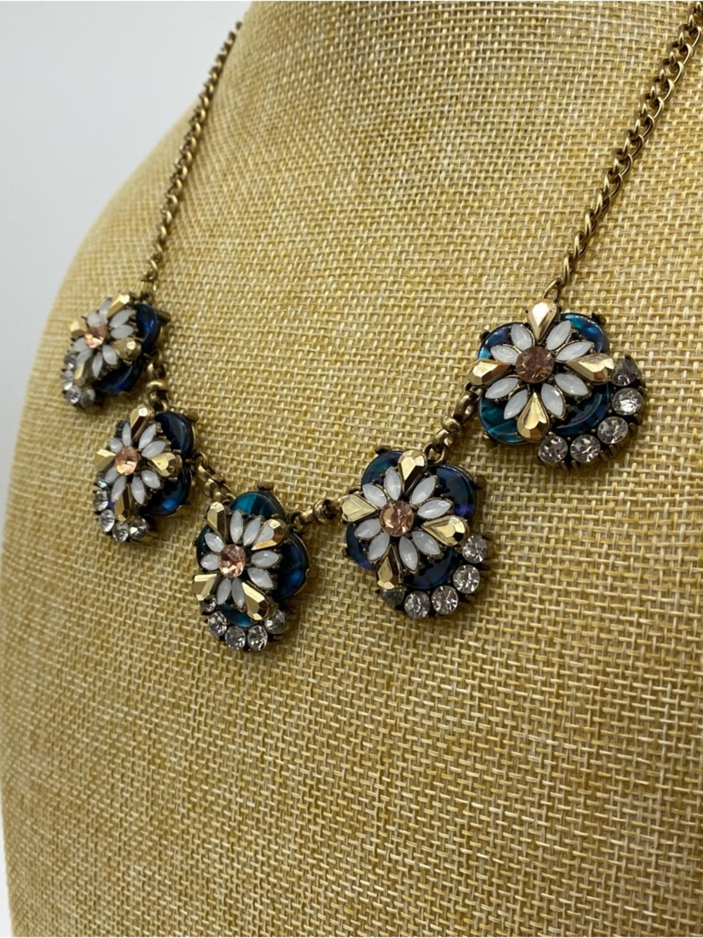 Faux Opal Rhinestone Floral Necklace - Picture 2 of 4